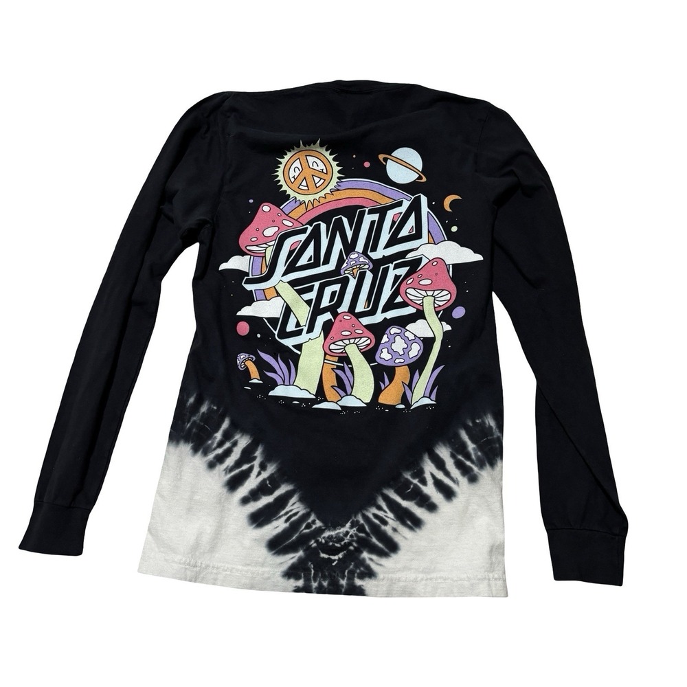 Santa Cruz Skateboard Men's Long Sleeve Mushroom Graphic Tie Dye Shirt S 17x27